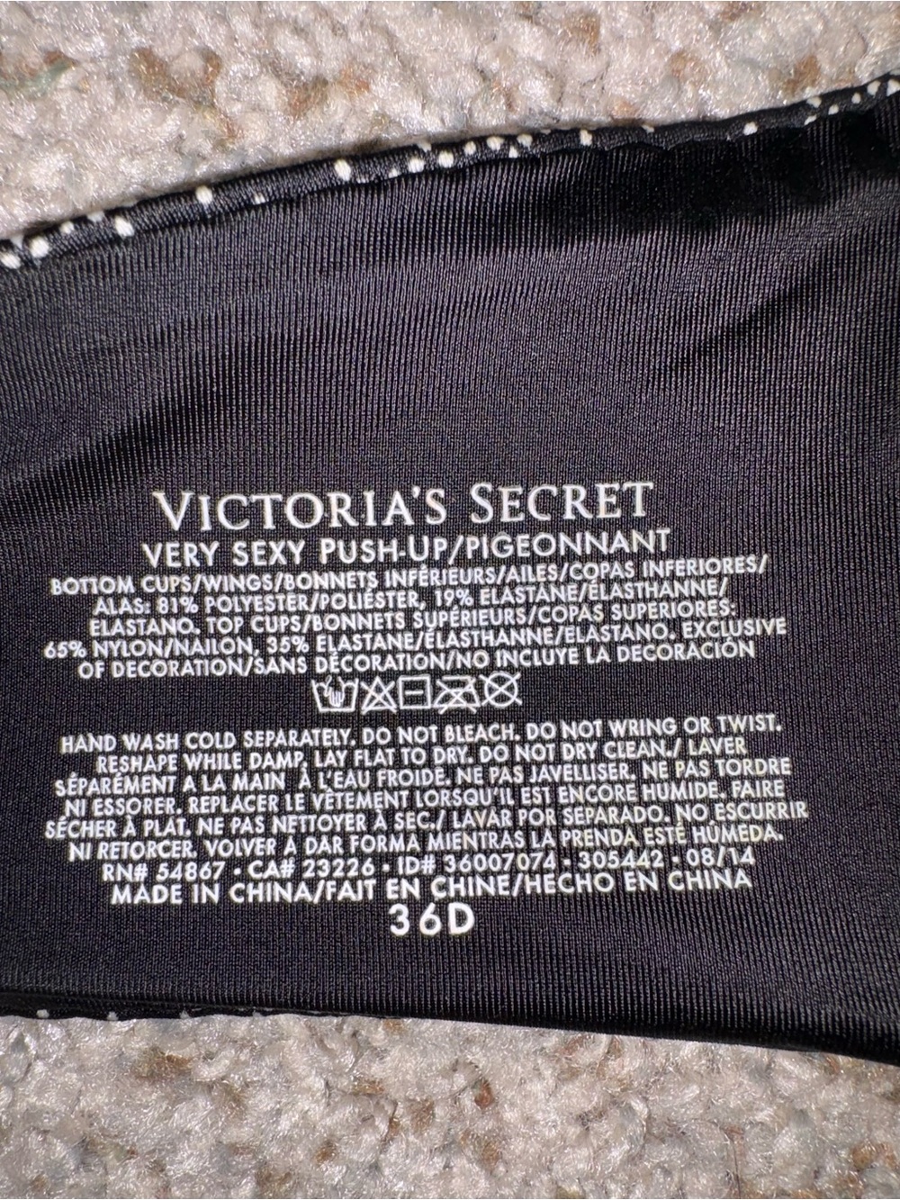 Vintage VS Black & Pink Push-Up Bra with Polka Detail - Picture 4 of 4